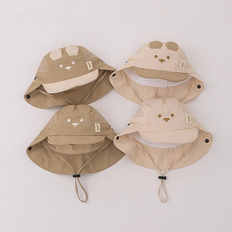 Cartoon Bear Baby Fisherman Hat UK Quick Dry Kids Sun Hat