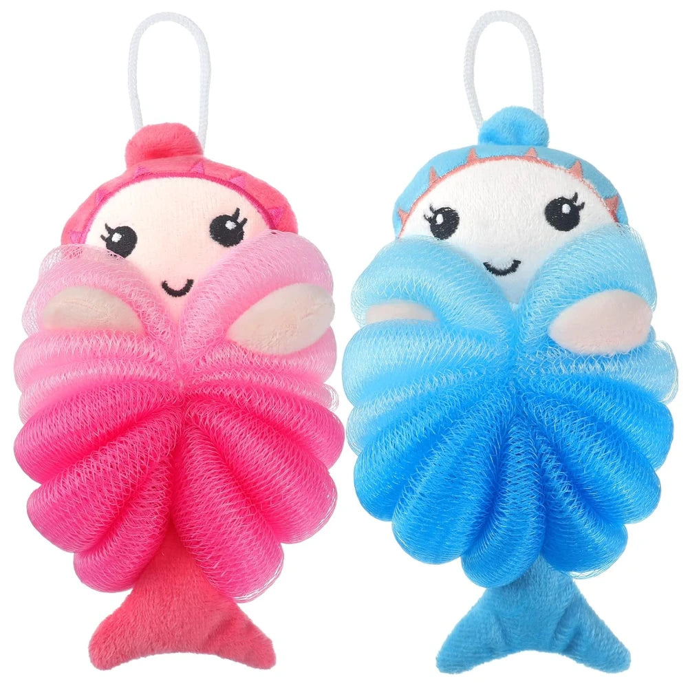 2PCS Kids Cartoon Bath Loofah Soft Bath Sponge Body Scrubber