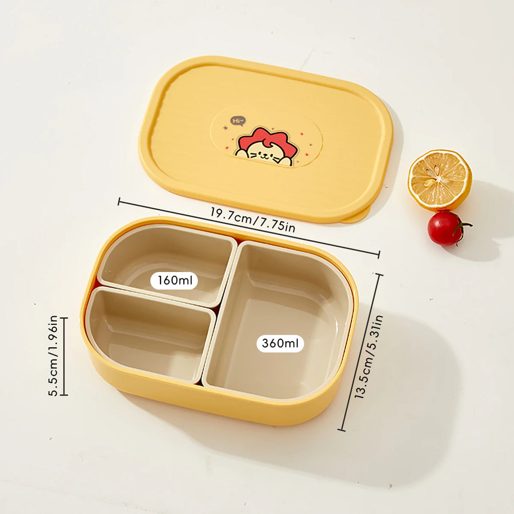 WORTHBUY 3 Grid Lunch Box Microwave Safe Detachable Bento Container