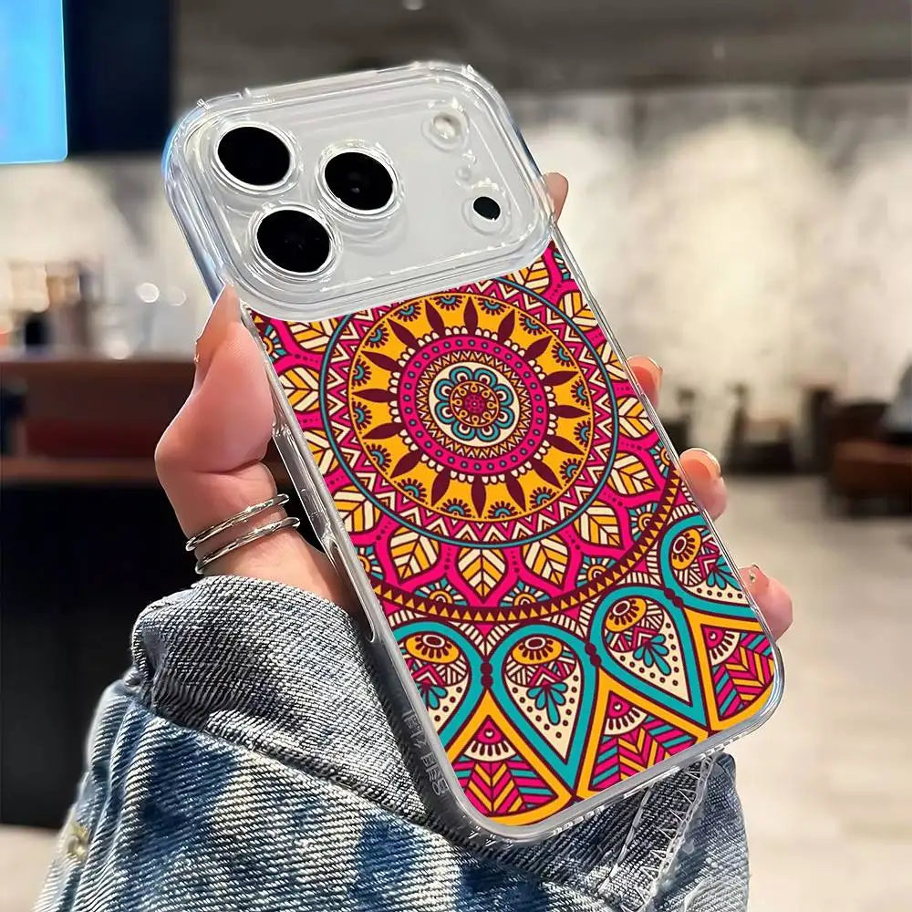 Indian Mandala Silicone Soft Case for iPhone 17 16 15 14 Pro Max Cover