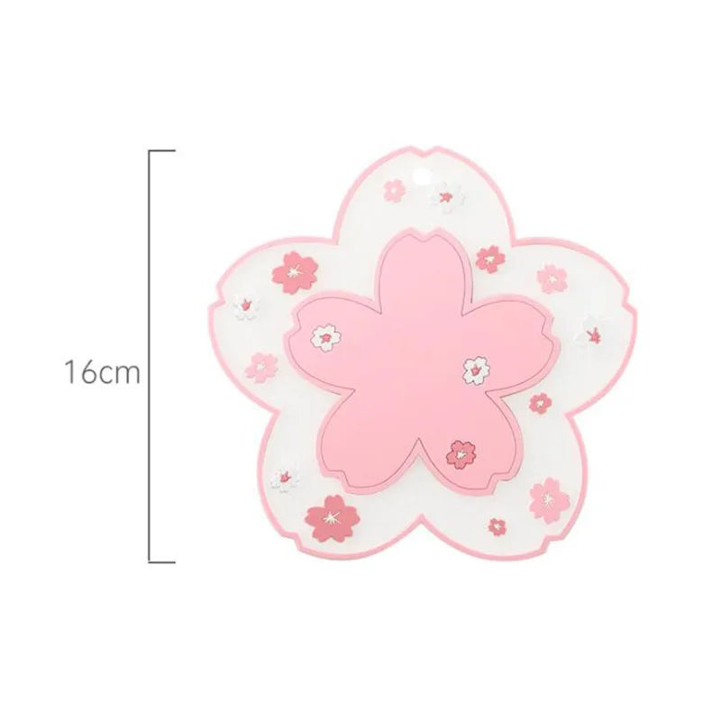 Kawaii Pink Sakura Silicone Coasters Blossom Cup Mats Home Décor Gift