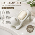 Cat Soap Box – Cute Cartoon Bathroom Drainage Soap Dish Holder Storage