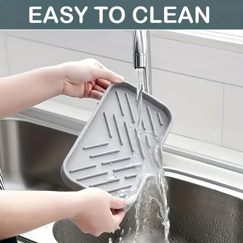 Silicone Faucet Mat Sink Tray Kitchen Sink Organizer & Drain Pad