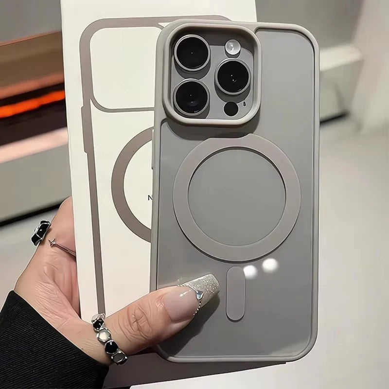 Natural Titanium MagSafe Case for iPhone 11 12 13 14 15 16 Pro Max