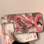 Cute Pink Floral Snake Case for iPhone 16 15 14 13 12 11 Pro Max Cover
