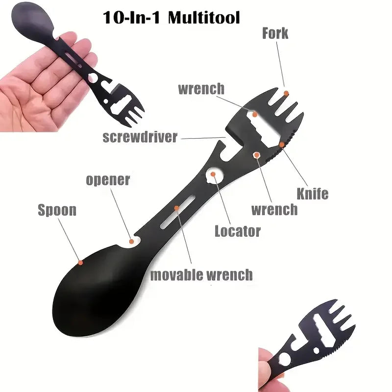 Outdoor Camping Fork Spoon Tool with Bottle Opener Portable Travel Cutlery