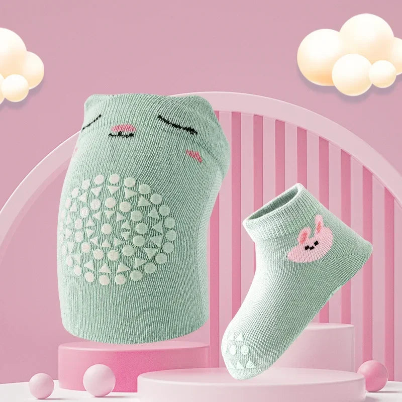 Baby Knee Pads Socks Set Anti-Slip Crawling Knee Protector