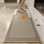 VIKAMA Kitchen Floor Mat Cartoon Dirt Resistant Non-Slip Velvet Carpet