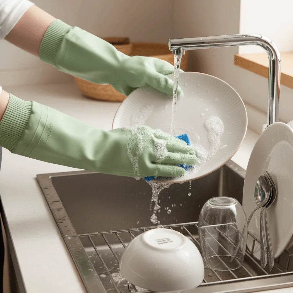 Fleece Dishwashing Gloves Waterproof Cleaning Gloves