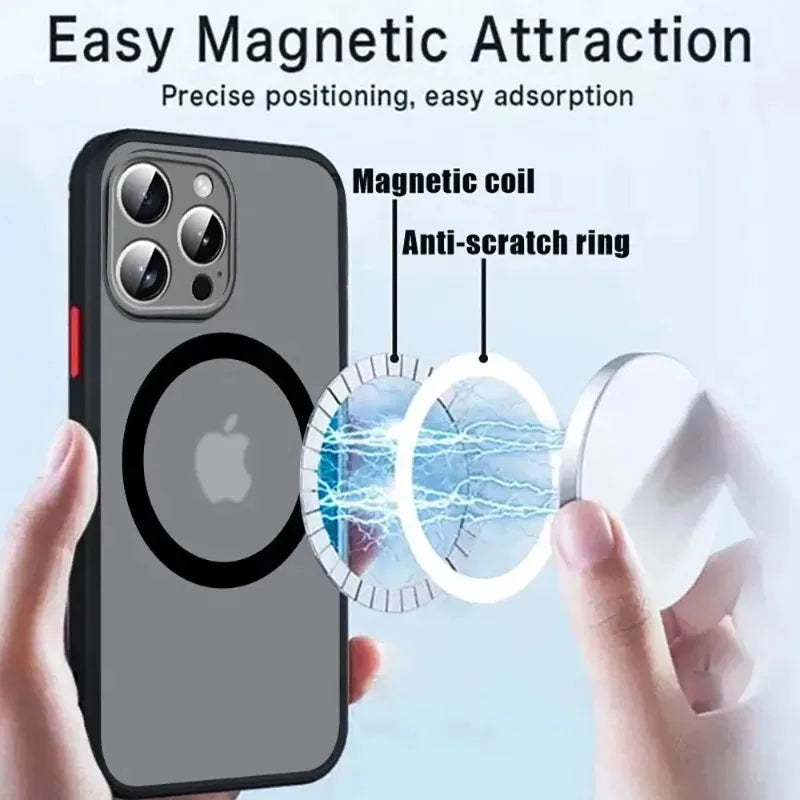 Luxury Armor Matte MagSafe Case for iPhone 12 13 14 15 16 17 Pro Max