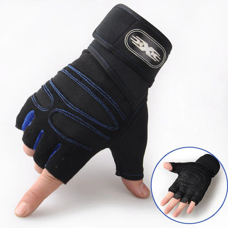 Fingerless Wrist Support Gloves Gym Cycling Fitness Anti Slip Gloves
