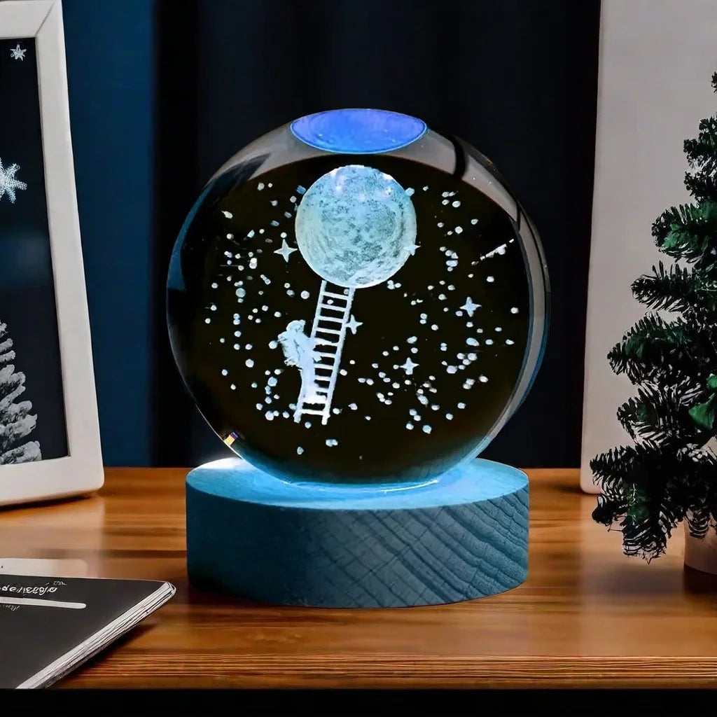3D Astronaut Moon Landing Crystal Ball Night Light
