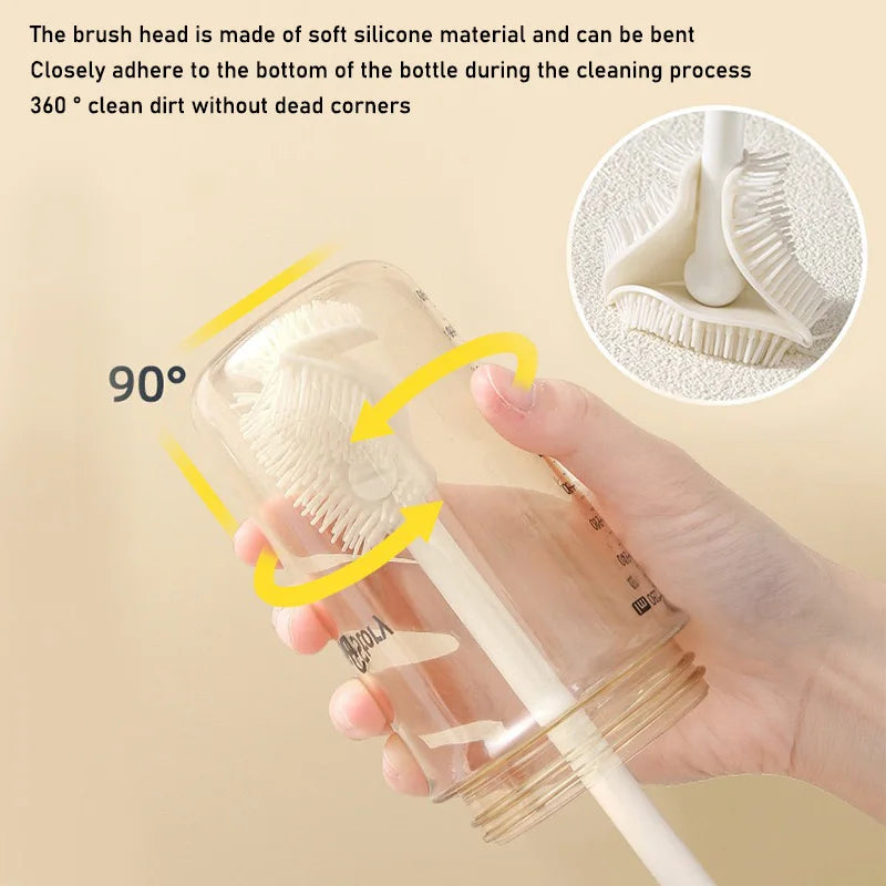 360° Silicone Bottle Brush Foldable Long Handle Secondary image