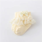 Newborn Baby Girl Lace Socks Princess Bow Cotton Socks 0-24M