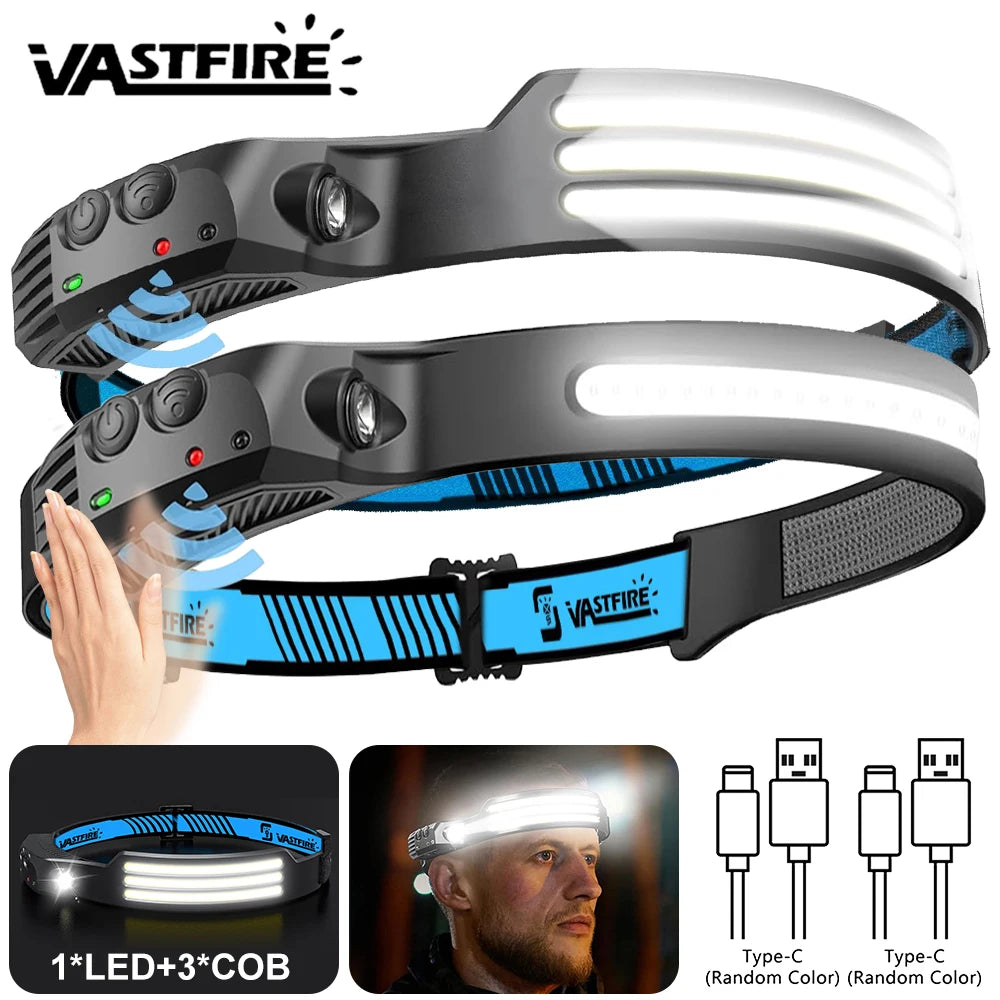 USB Rechargeable Induction COB LED Headlamp Waterproof