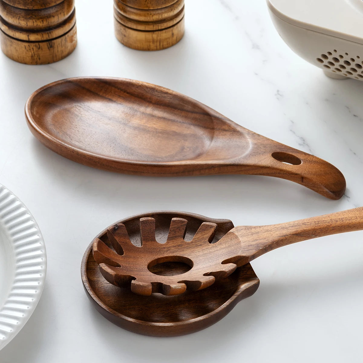 Rosewood Spoon Rest Holder Kitchen Organizer