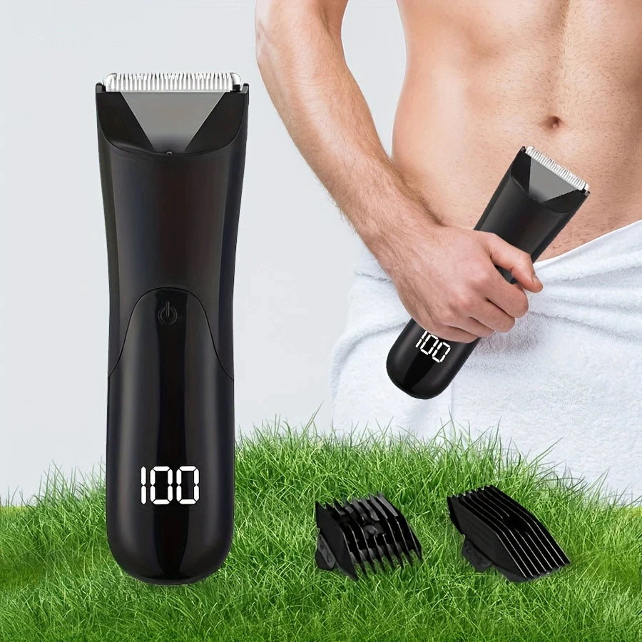 Men's Body Trimmer Electric Groin Groomer Ceramic Blade Wet/Dry