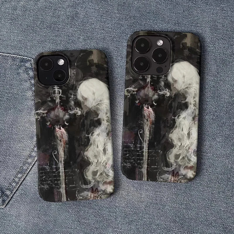White Hair Witch Art Case for iPhone 16 15 14 13 12 Pro Max