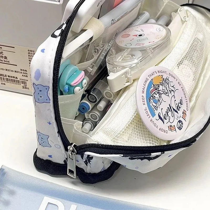Multi-Layer Pen Bag Foldable Drawstring Pencil Case Organizer