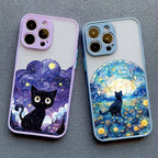 Black Cat Starry Night Case for iPhone 11 12 13 14 15 16 17 Pro Max