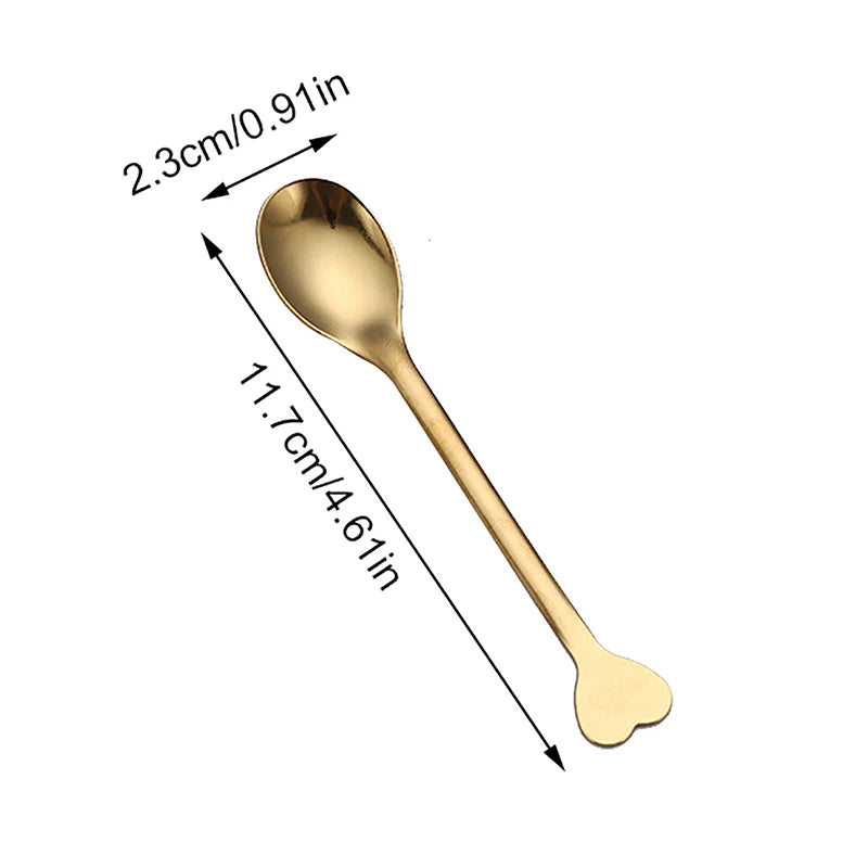 2Pcs Love Handle Coffee Spoon Set – Stainless Steel Tea & Dessert Spoon