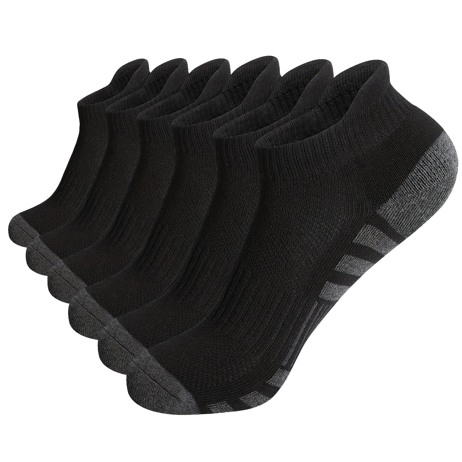 A bundle of men's athletic low cut short tube socks in black color.