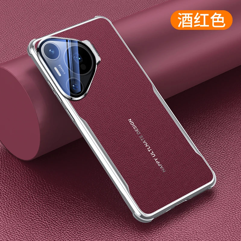 Leather Plated Metal Lens Holder Case for Huawei Pura 80 70 Pro Ultra