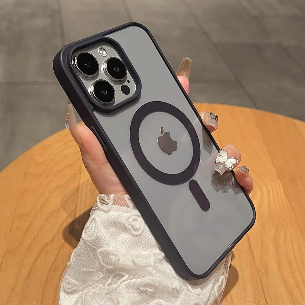 Natural Titanium MagSafe Case for iPhone 11 12 13 14 15 16 Pro Max