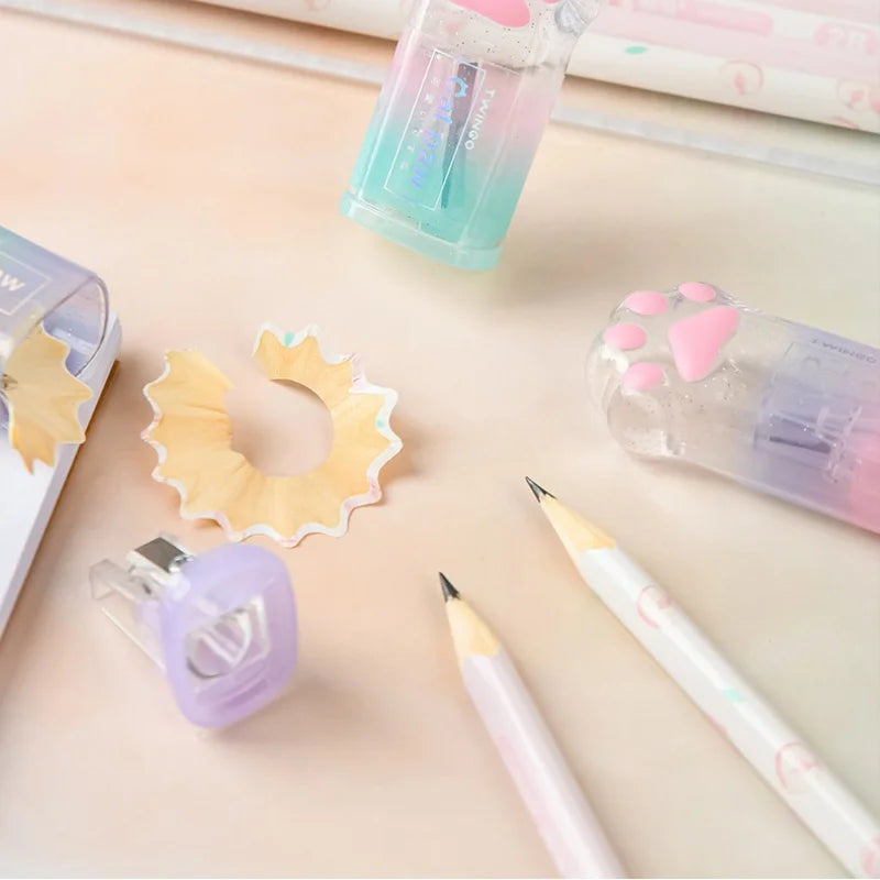 Cute Cat Paw Pencil Sharpener Gradient Color Stationery