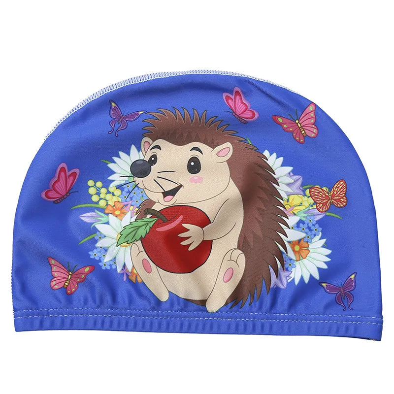 Kids Cartoon Swimming Cap Elastic Fabric Swim Hat