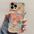 Retro Oil Painting Flower Case for iPhone 16 15 14 13 12 11 Pro Max