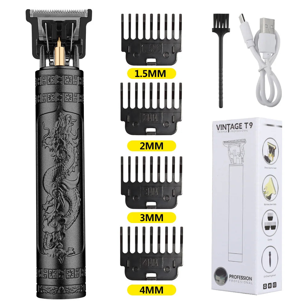 Retro T9 Hair Clipper Cordless Trimmer USB Recharge Barber Shaver Pro