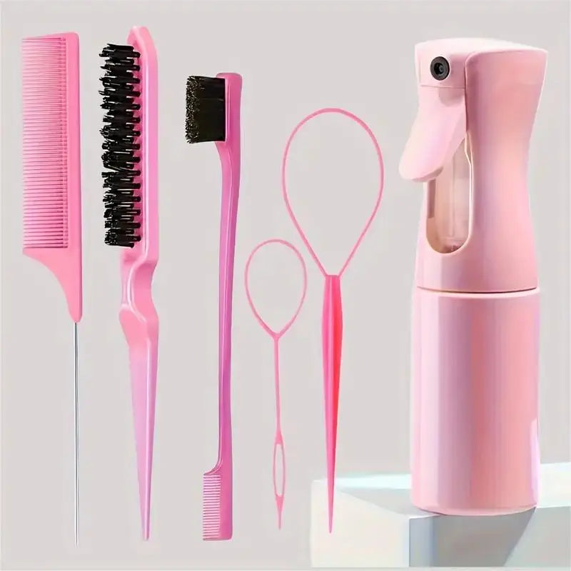 Hairdressing Brush Set Rat Tail Comb Teasing Edge Control Spray