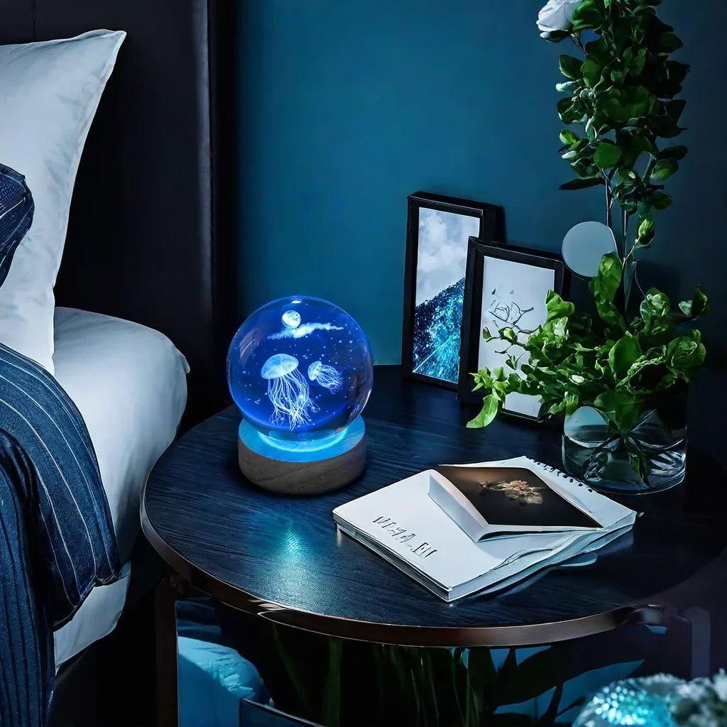 3D Jellyfish Crystal Ball LED Night Light Gift Lamp