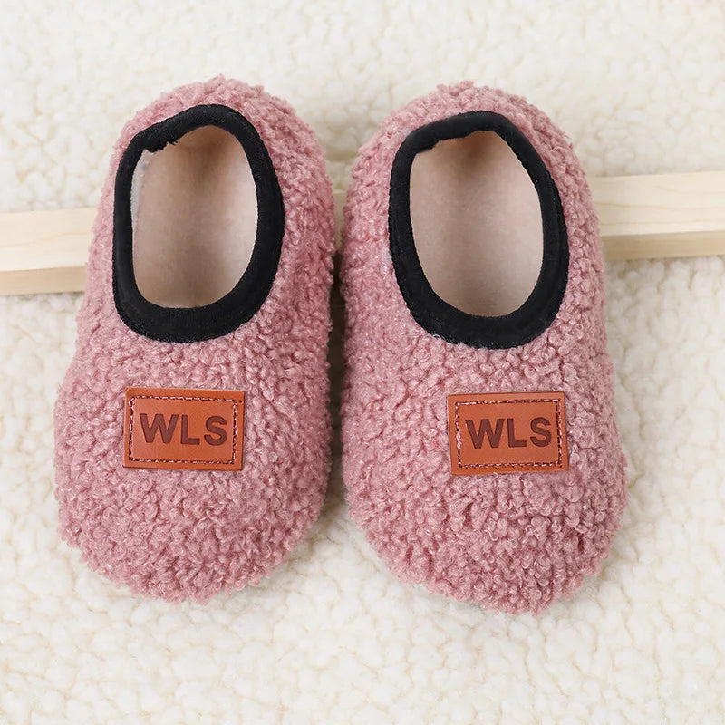 Autumn Winter Baby Slippers Plush Anti-Slip Sock Shoes for Kids