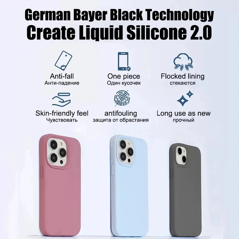 Original Liquid Silicone Case for iPhone 17 16 15 14 13 12 11 Pro Max