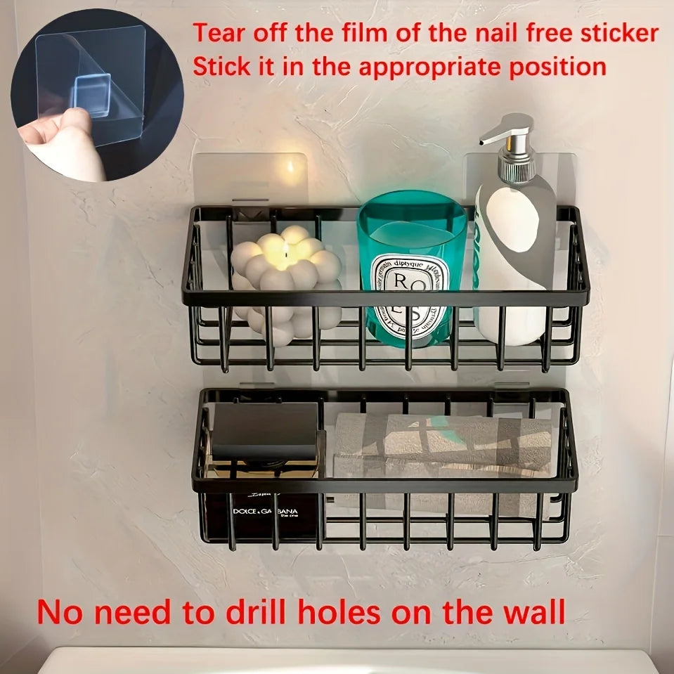 Kitchen Sink Organizer No-Drill Sponge & Brush Storage Rack