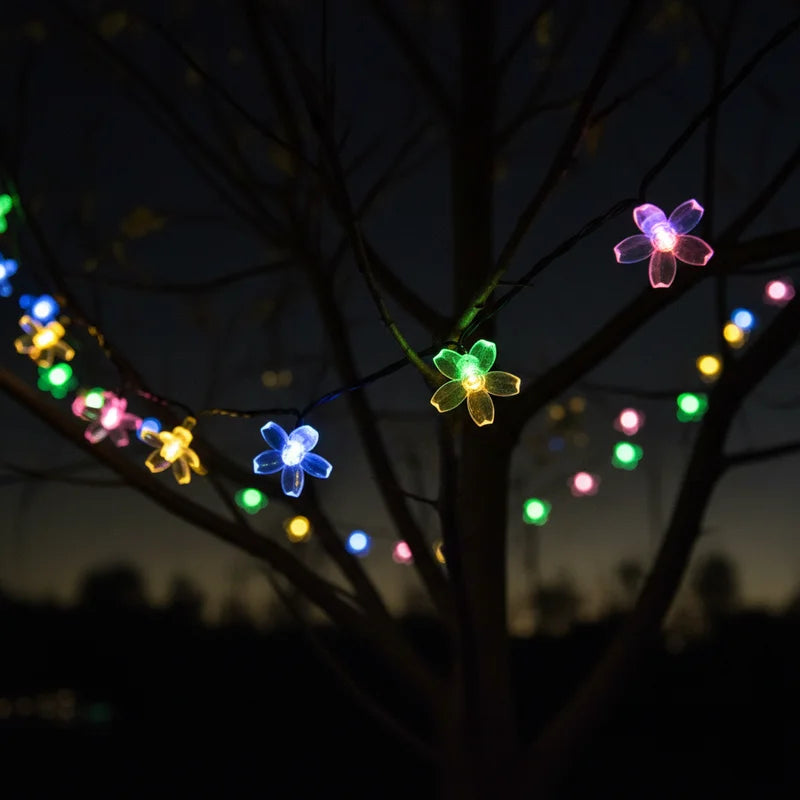Solar Cherry Blossom Fairy Lights Outdoor Garden Lamp