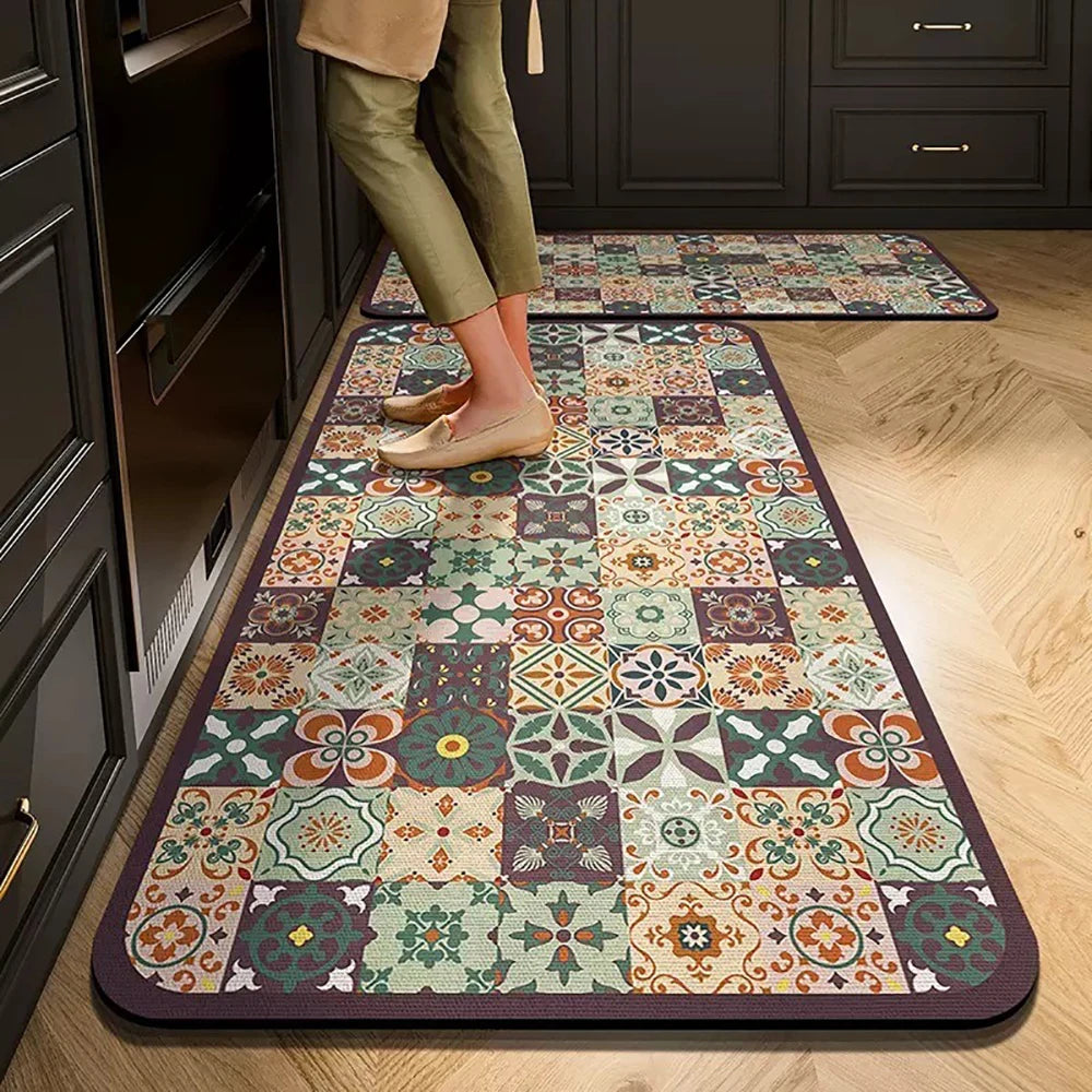 Kitchen Mat Absorbent Printed Rug Non-Slip Long Floor Carpet