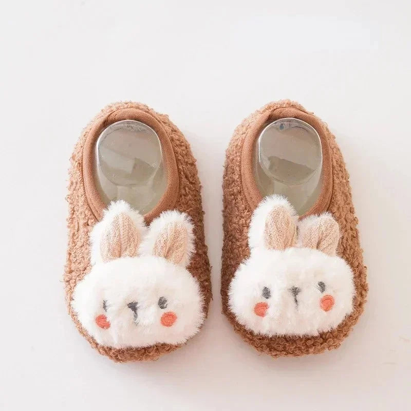 Cartoon Rabbit Baby Slippers Plush Warm Anti-Slip Toddler Shoes