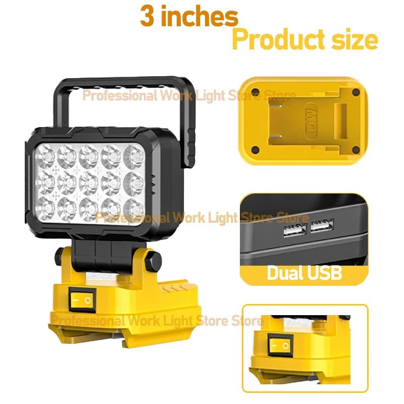 Cordless LED Work Light for DeWalt 20V Battery