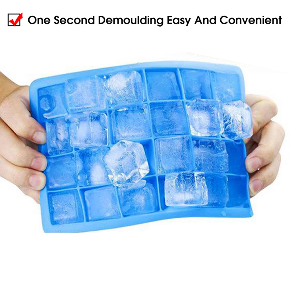 24-Hole Silicone Ice Cube Tray with Lid Square Ice Mold for Drinks & Cocktails Main image