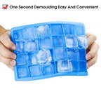 24-Hole Silicone Ice Cube Tray with Lid Square Ice Mold for Drinks & Cocktails