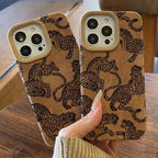 Vivid Leopard Leather Phone Case for iPhone 17 16 15 14 Pro Max Cover