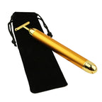 24K Gold T Shape Beauty Bar Face Roller Pulse Firming Massager