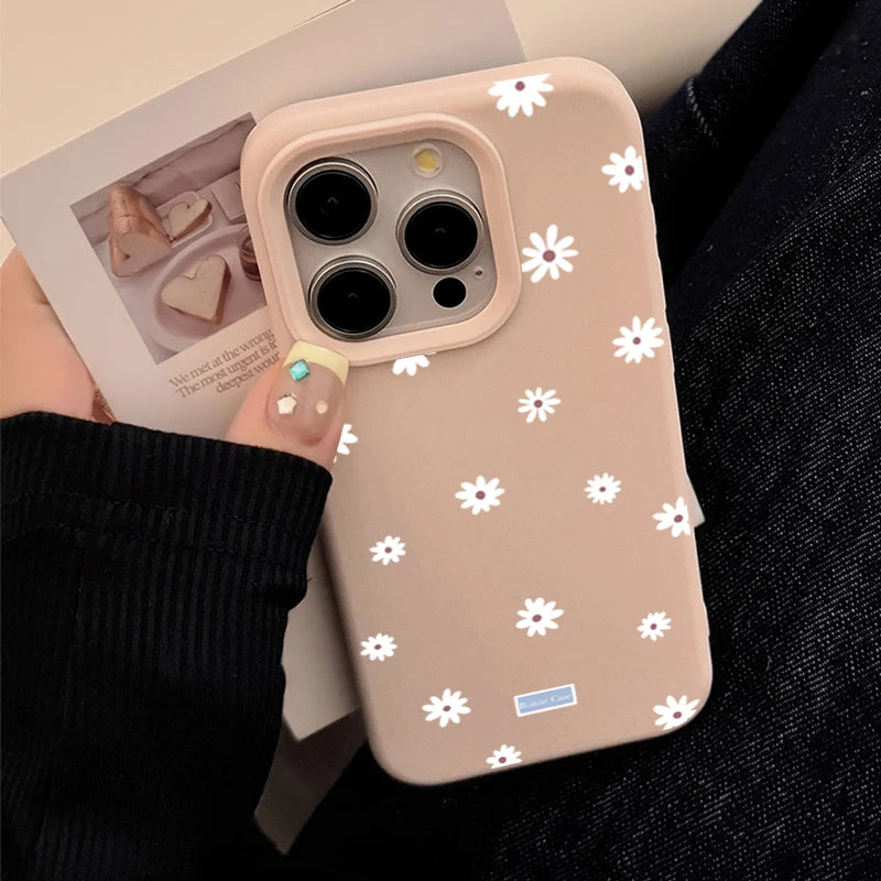Cute Daisy Flower Case for iPhone 11 12 13 14 15 16 17 Pro Max