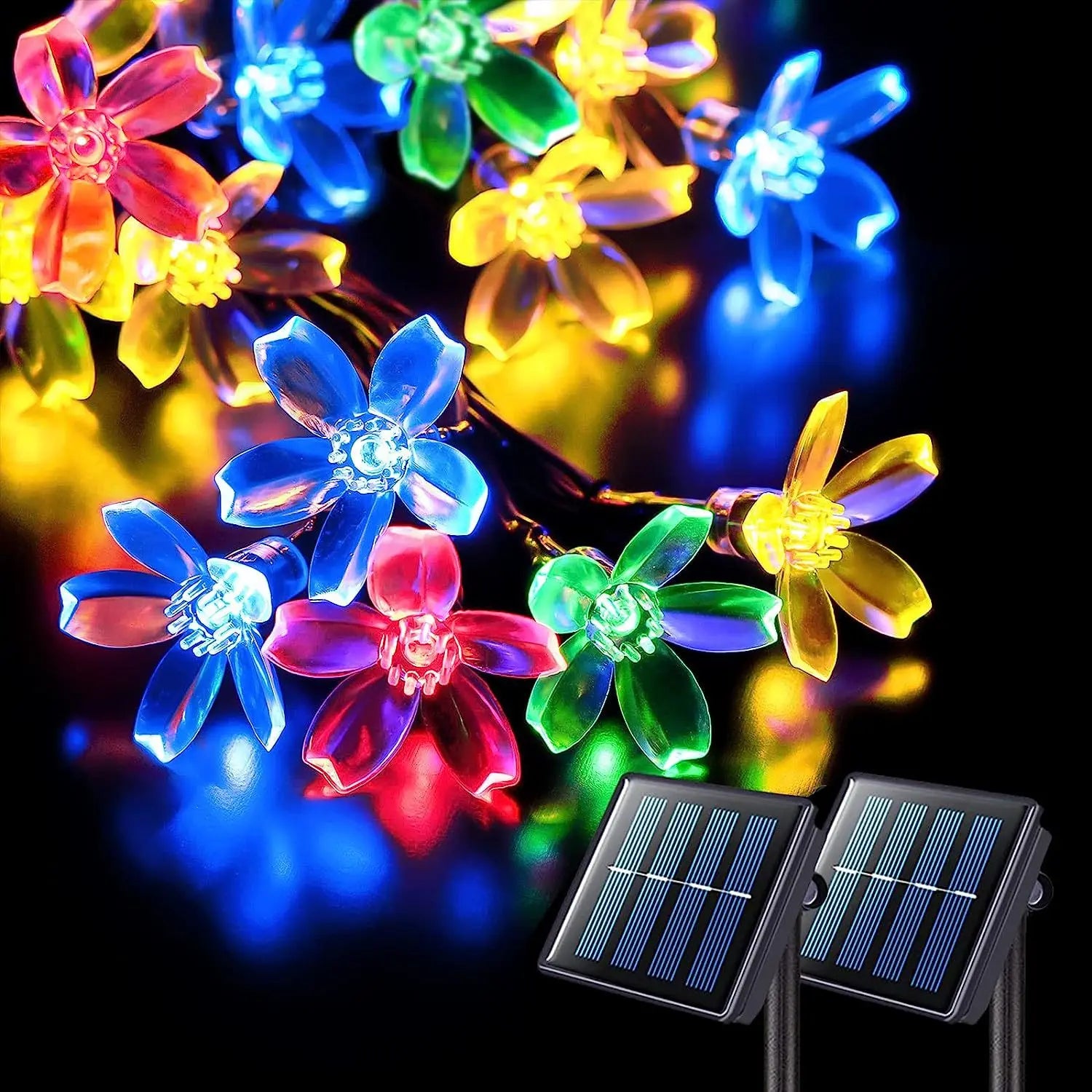 Solar Lotus Flower Fairy Lights Outdoor Garden Decor