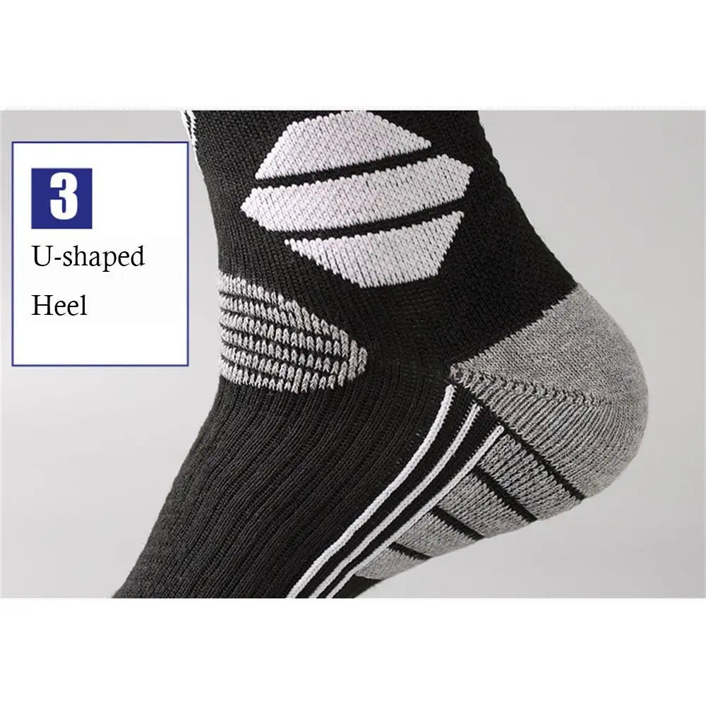 High elastic compression band of knee high snowboard socks showcasing anti slip performance gear design