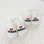 Newborn Baby Socks 2 Pairs Cute Mama Papa Cotton Crew Socks