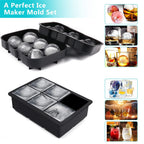 6 Grid Ice Cube Tray Large Round & Square Ice Mold for Whiskey & Cocktails